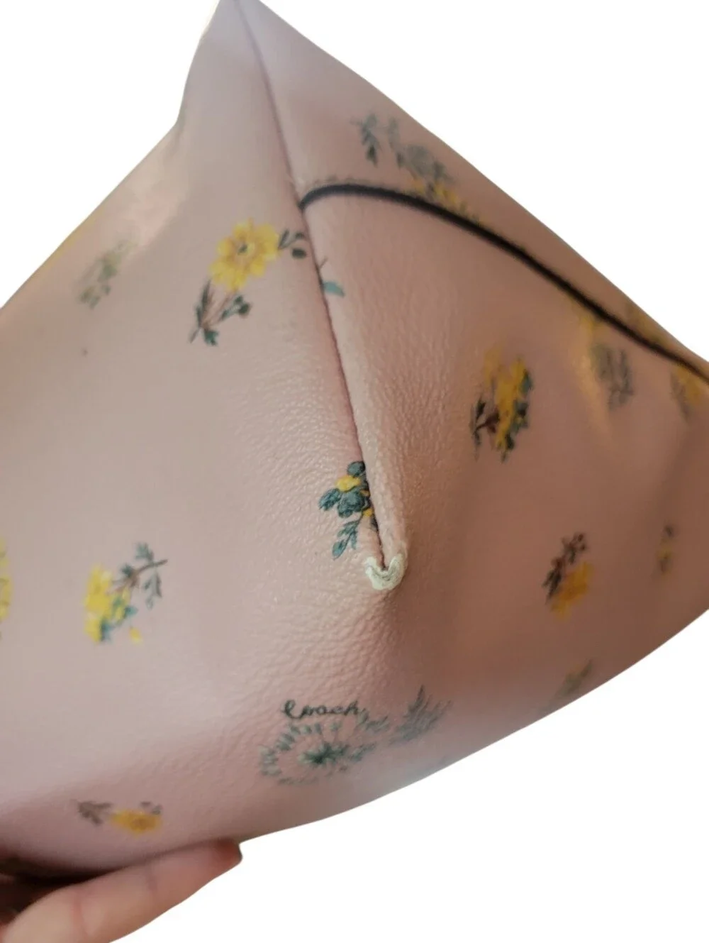 Coach Coated Canvas Gallery Tote Pink Yellow Dandelion Floral Print Bag & Wallet